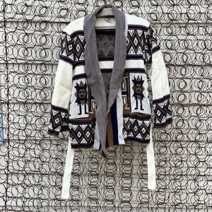 70s Starsky and Hutch Tribal Southwestern Aztec print Cowl Neck Cardigan Sweater